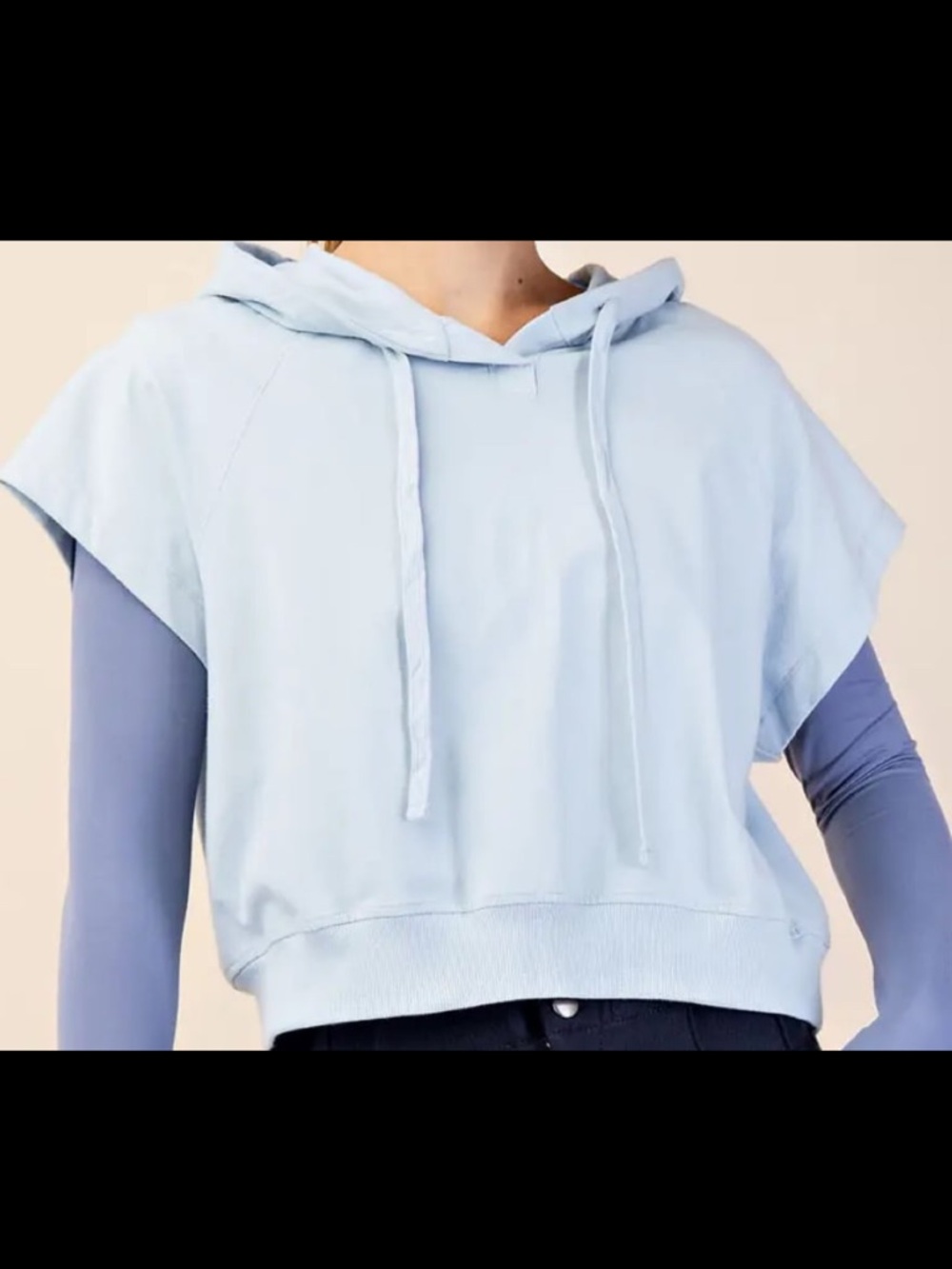 Rae Mode Women Cotton Lycra Short Sleeve Hoodie Top Blue Sz M